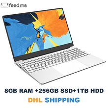 Load image into Gallery viewer, 15.6 inch Laptop 8GB RAM Laptop 128GB/256GB/512GB SSD Intel Celeron J3455 1080P FHD display Windows 10 PRO Full Layout Keyboard